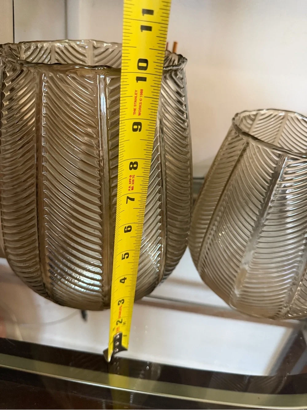 Stanley Smoky Brown Leaf-Texture Glass Vase